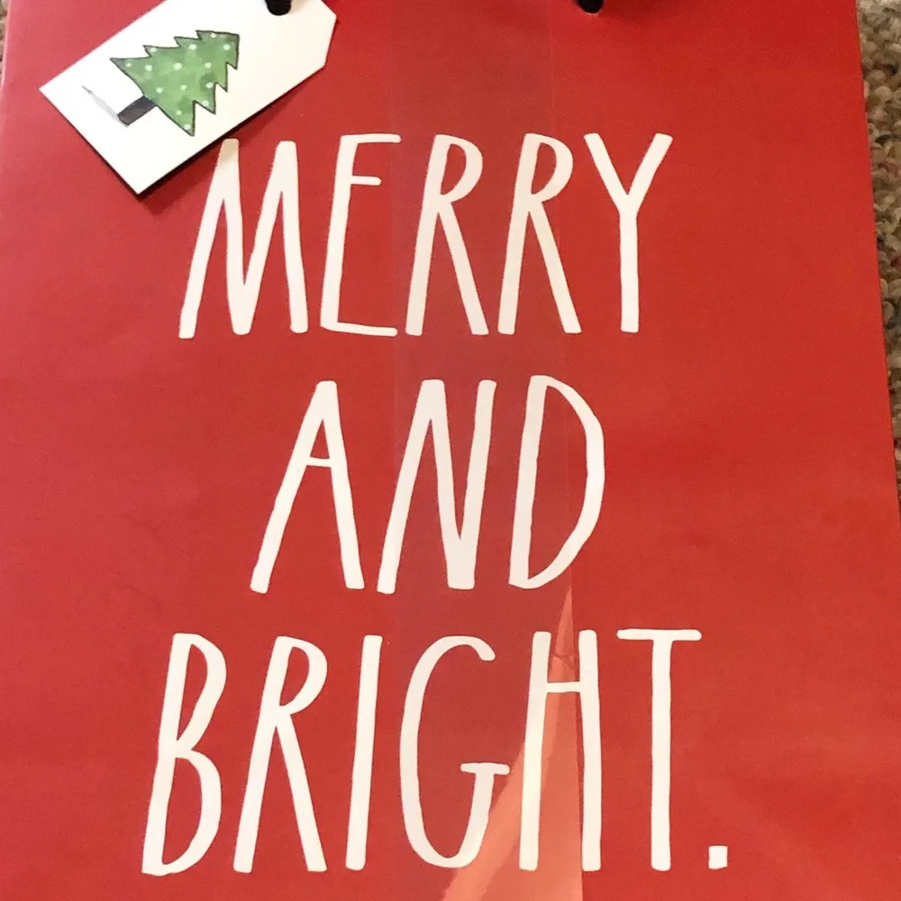 🆕 Rae Dunn MERRY and BRIGHT Gift Bags with Tags 3 Pack